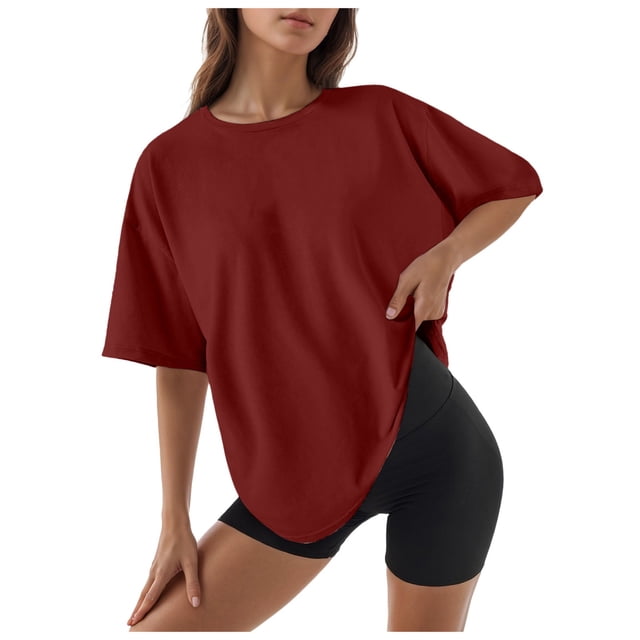 WILLBEST T-Shirt Basique Femmes Femmes Col Rond Ajusté Chemise Hauts Basiques Manches Courtes T-Shirt d'Été Hauts T-Shirt Classique Tee