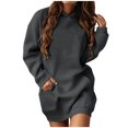 thumbnail image 2 of BADHUB Liquidation de Chandails à Capuchon pour Femmes Robe à Capuchon Surdimensionnée à Manches Longues avec Cordon, Robe Chandail à Capuchon de Couleur Unie Tunique Décontractée Ample avec Poches Offres des Fêtes, 2 of 5