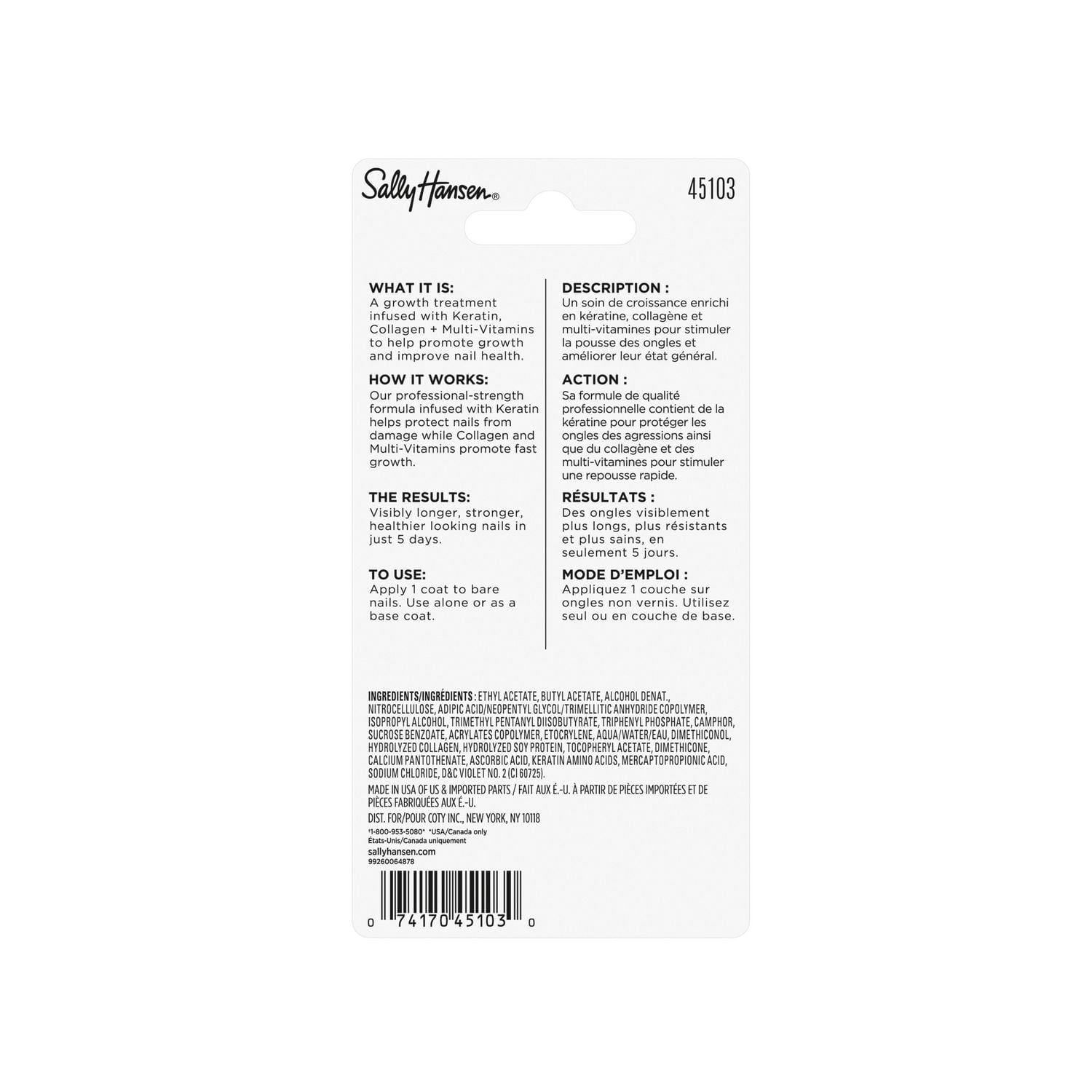 Soin pour la croissance des ongles Sally Hansen Nailgrowth Miracle®, favorise la croissance des ongles sans les rendre cassants, protège contre les ongles qui se fendent, se fissurent et s'écaillent