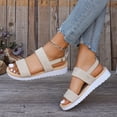 thumbnail image 4 of Gspmoly Sandales pour Femme, Mode Décontractée pour Femmes Printemps et Été Nouvelles Sandales à Couleur Unie à Bout Rond à Bout Ouvert à Talon Compensé Sandales Femmes Confortables Blanc 36, 4 of 8