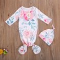 thumbnail image 3 of Xingqing 2PCS Newborn Infant Baby O-Neck Floral Cartoon Print Sleeping Pocket Round Hat, 3 of 8