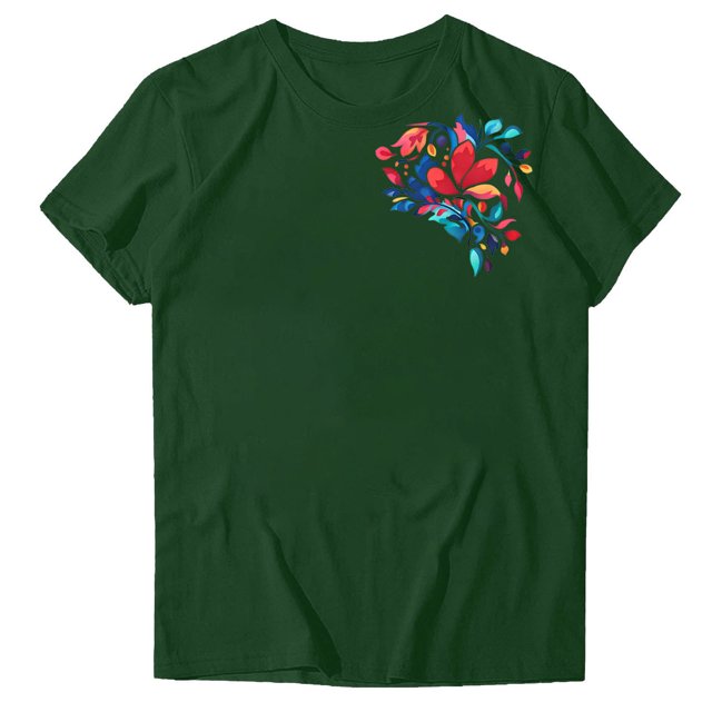 Pisexur Hauts de Printemps pour Femmes 2025, Hauts pour Femmes, Hauts de Sortie pour Femmes, Hauts pour Dames Mode Imprimé Manches Courtes Blouse Col Rond T-Shirt Drôle Vert Armée, 2TG
