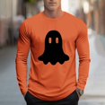thumbnail image 2 of YOIAVAIOY T-Shirts Graphiques pour Hommes T-Shirt d'Halloween à Imprimé Araignée Manches Longues Col Rond T-Shirt Blouse Décontractée de Fête T-Shirts Orange TTG, 2 of 6