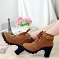 thumbnail image 5 of EGNMCR Bottines pour Femmes Femmes Rétro Talon Épais Chaussures à Talons Hauts Grande Taille à Lacets, 5 of 5