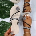 thumbnail image 2 of Pompotops Women Summer Clip-Toe Shoes Rhinestone Flats Casual Beach Sandals, 2 of 9