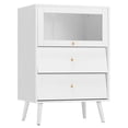 thumbnail image 1 of Buffet, Armoire d'Appoint Blanche avec Porte Coulissante en Verre, Buffet Moderne avec Rangement - BCALO99WH, 1 of 6