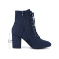 thumbnail image 5 of Allegra K Bottines à Lacets pour Femmes, Bout Rond, Talon Haut Bloc, Bleu Marine, Taille 6, 5 of 5