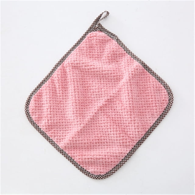LSLJS High-density Coral Fleece Patch Embroidered Bowknot Hand Towel Peach Heart, Home Accessories