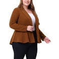 thumbnail image 4 of Agnes Orinda Women's Plus Size Blazer Button Notch Panel Ruffle Peplum Blazers 2X Brown, 4 of 6