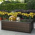 thumbnail image 3 of Afuera Living 44" Glass Top Wicker Patio Coffee Table in Brown, 3 of 4