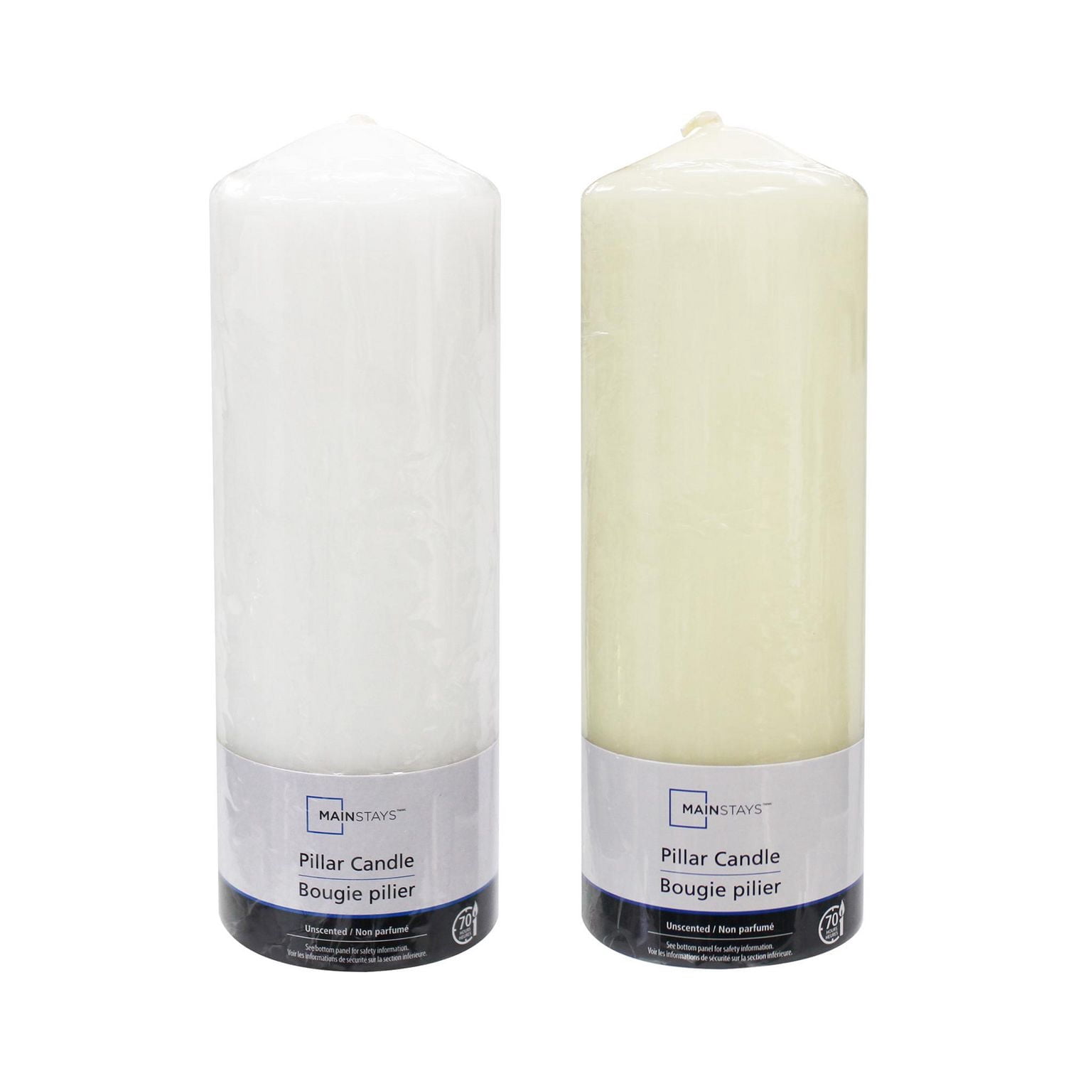 Mainstays 8" bougies pilier ivoire, non parfumé
