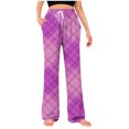 thumbnail image 3 of RKSTN Mens Pajama Pants Plaid Print Color Block Elastic Drawstring Waist Pocketed Comfort Wide Leg Casual Pants Unisex, 3 of 6