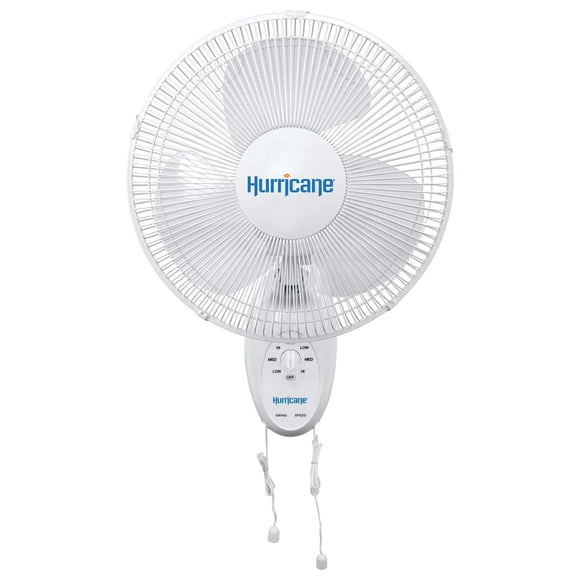 Hurricane 16" Supreme Oscillating Wall Mount Fan with Easy Pull Cords and 3 Quiet Speeds