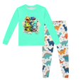 thumbnail image 1 of Pyjamas pour Garçons, Imprimé Dinosaure, Col Rond, Manches Longues, Ensemble de Pyjama 2 Pcs, Printemps Automne, Vert Menthe, 5 Ans-6 Ans, 1 of 5