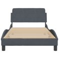 thumbnail image 2 of vidaXL Bed Frame with Headboard Dark Grey 100x203 cm Velvet, 2 of 5