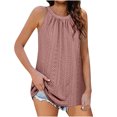 thumbnail image 1 of Timegard Camisole à Oeillets pour Femmes Col Rond Froncée Sans Manches Confortable Décontractée T-Shirts Été, 1 of 2