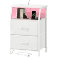 thumbnail image 1 of Eunos Petite Table de Chevet avec Station de Charge pour Chambre, Commode Blanche avec Étagères de Rangement, 1 of 7
