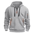 thumbnail image 4 of Ketyyh-chn99 Mens 2 Piece Tracksuits Hoodies Drawstring and Cargo Sweatpants Sets Men's Sports Solid Color Multipocket Half Zipper Hooded Sweater Matching Waist Casual Pants Size for 3XL,Light Gray, 4 of 5