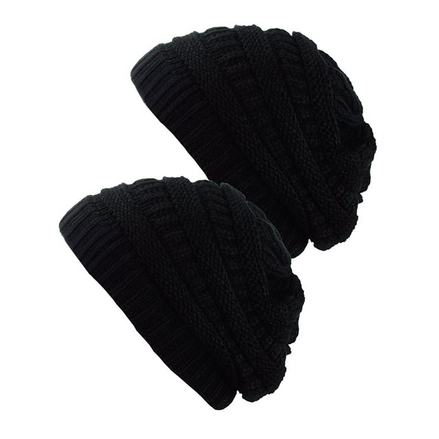 Tuque Tricotée pour Femmes (Lot de 2), Noir/noir