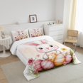 thumbnail image 3 of Erosebridal Cartoon Bunnies Rabbit Bedding Full Comforter Set, Watercolor Easter Eggs Blossoms Down Comforter, Reversible 3 Pieces, 3 of 8