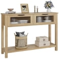 thumbnail image 1 of Yiwa 43-Inch Slim Console Table, Modern 2-Tier Sofa/Entryway Table with 2 Glass Storage Drawers for Living Room, Hallway & Foyer, 1 of 8