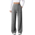 thumbnail image 4 of fatyb Womens Casual Ribbed Knit Pants Wide Leg Lounge Pants with Pockets Drawstring Loose Comfy Trousers, 4 of 7