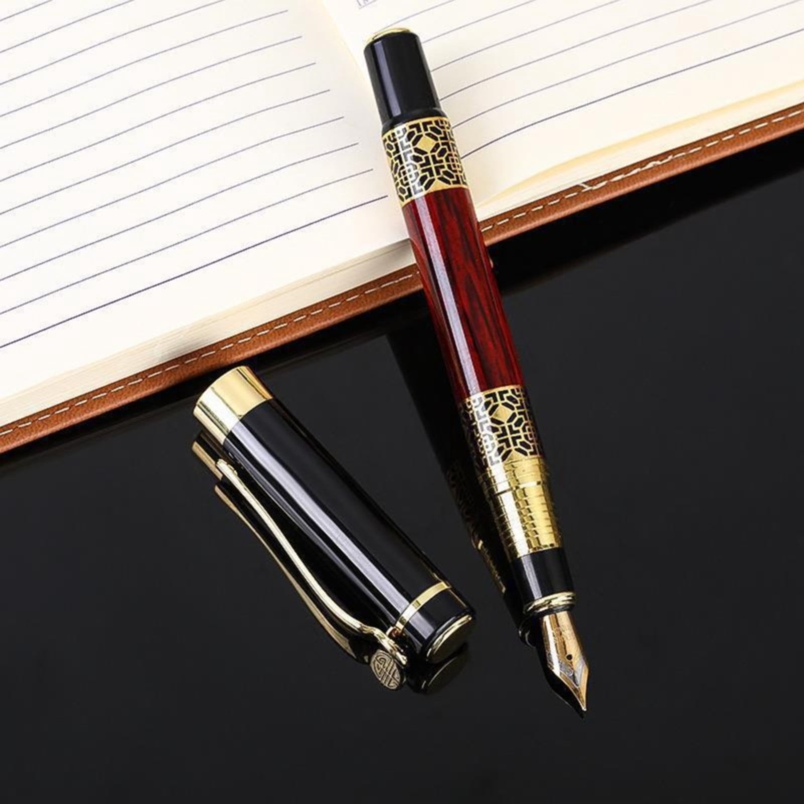 Fountain Pen Handcrafted Vintage Collection with Ink Refill Converter Smooth Writing Calligraphy Business Gift, 0.51x5.51"