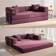 thumbnail image 3 of YINIX 78.6"  Sofa Couch with Two Pillows,  Comfy Modular Convertable Sofa Bed for Living Room, Red, 3 of 9