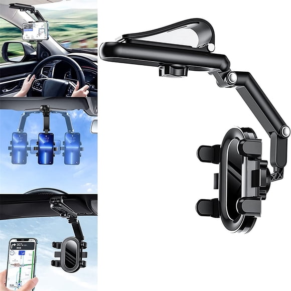 WIFKLSIIPG Support de Téléphone Universel Rotatif MultiAngle 1080° pour Voiture Support de Téléphone GPS Support de Volant de Voiture Miroir Réglable pour Voiture Maison Cuisine
