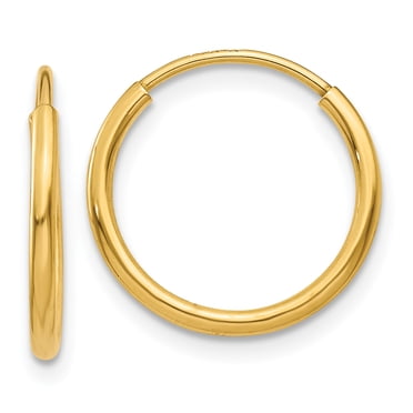 Boucle d'Oreille Créole Sans Fin en Or Jaune 14K 1,25 mm
