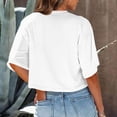 thumbnail image 4 of BVOFAR T-Shirts Décontractés à Manches Mi-Longues pour Femmes Épaules Tombantes Col Rond Crop Tops Été Couleur Unie Tees 2025, 4 of 7