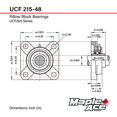 thumbnail image 3 of MAPLE ACE UCF215-48 Flange Bearing 3" Bore 4-Bolt Solid, 3 of 4