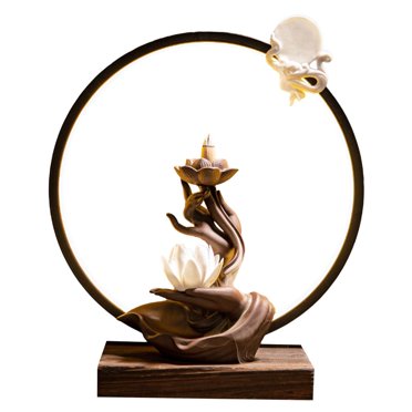 jifeng Backflow Incense Burner Incense Stick Holder LED Fragrance Multicolor Lotus