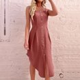 thumbnail image 1 of Gspmoly Robes Décontractées pour Femmes, Mode Robe d'Été Unie pour Femmes Camis Sans Manches à Col Rond Aguichant Longue Robe Robes de Soirée pour Femmes Offres Hebdomadaires, 1 of 4