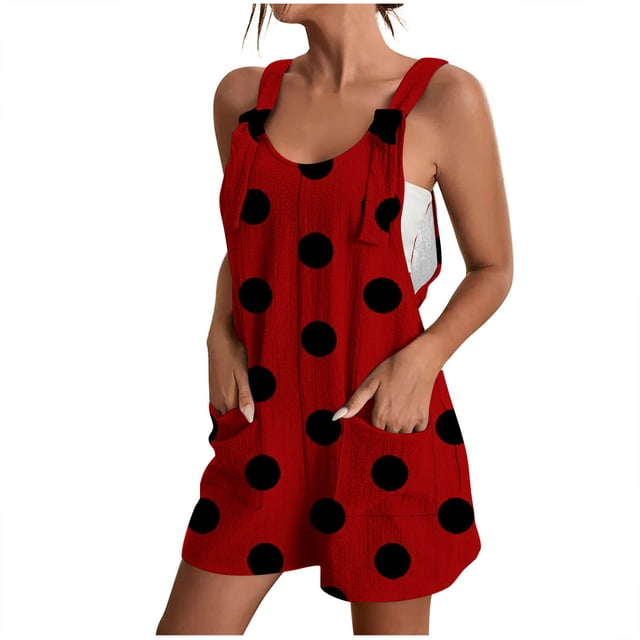 Penkiiy Combinaison Décontractée Sans Manches pour Femme, Polyester, Rouge, 2TG