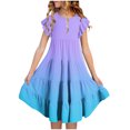 thumbnail image 1 of RXIRUCGD 2025 Vêtements d'Été pour Enfants Mode Filles Nouvelle Robe d'Été à Manches Courtes Poches à Volants Col Rond Imprimé, 1 of 4