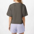 thumbnail image 4 of Ovbmpzd Basic Womens Tops Short Sleeve Gray Solid Pullover T-Shirt Womens Tshirts L, 4 of 7