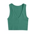 thumbnail image 1 of AherBiu Camisole Tops for Women Summer V Neck Low Cut Ribbed Knitted Slim Fitting Stretchy Solid Color Cropped Tank Tops, 1 of 3