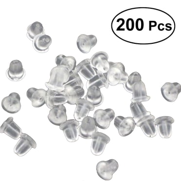 200pcs Plastic Clear Earring Backs Backings (White)