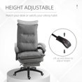 thumbnail image 4 of Vinsetto Chaise de Bureau Pivotante à 360° à Hauteur Réglable, Fauteuil Inclinable en Tissu Style Lin avec Repose-Pieds Rétractable et Double Rembourrage, Gris, 4 of 10