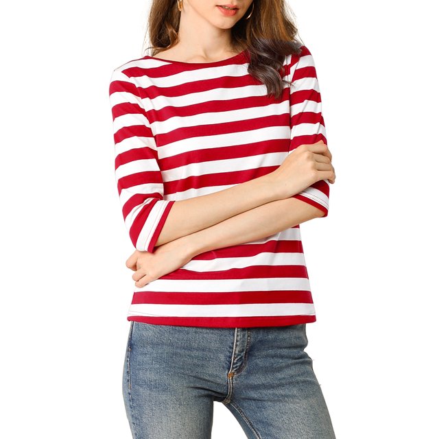 INSPIRE CHIC T-Shirt Décontracté Imprimé pour Femmes à Manches au Coude et Col Rond