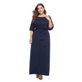 thumbnail image 1 of U.Vomade Women's Summer Plus Size Dress Solid Color Short Sleeve Round Neck Casual Dress, 1 of 7