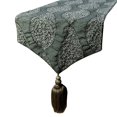 thumbnail image 1 of Le chemin de table décoratif HomeCentric 14 '' x 36 '' perlé & glands soie Paisley modèle contemporain - Paisley céleste, 1 of 3