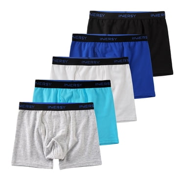 INNERSY Boys Underwear Stretchy Cotton Soft Boxer Briefs for 6-18 Teen Boys 5 Pack(Small,Black/Blue/Gray/White)