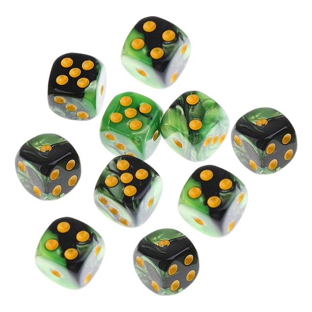 Acrylic Six Sided Dices Set Party Toys 12mm D6 Opaque for Role Playing RPG Board Game Math Teaching vert
