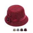 thumbnail image 3 of Rétro Printemps Été Fleur Lin Large Bord Cocktail Voyage Dames Chapeau Cadeau, 3 of 10