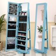 thumbnail image 2 of Costway Armoire à Bijoux Rotative à 360° 2-en-1 Verrouillable Bleu Miroir, 2 of 9