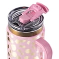 thumbnail image 4 of Thyme & Table 32oz Tumbler with Handle, Dual Straw Lid, Stainless Steel Double Wall Insulated, Pink & Gold Dot, 4 of 9