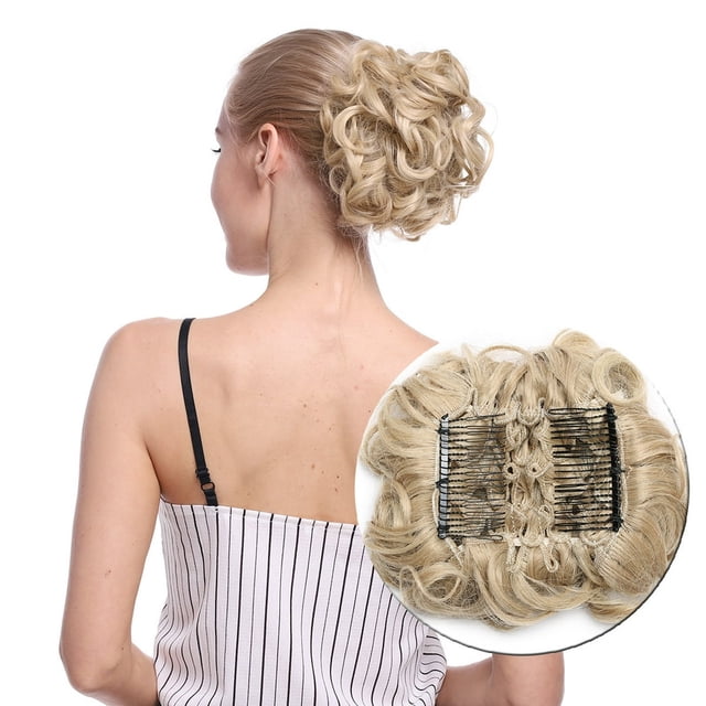 Women Comb Clip In Curly Hair Piece Chignon Updo Hairpiece Extension Hair Bunignons