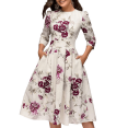 thumbnail image 1 of MesaSe Womens Floral Printed Tunic Flared Midi Dress, 1 of 2